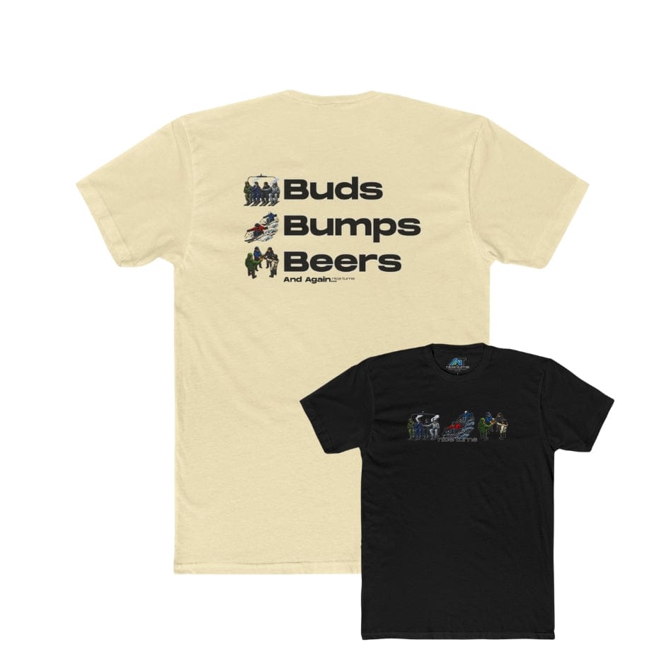 buds bumps beers t-shirt natural back black front ski lifestyle graphic tee